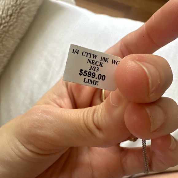 10K White Gold 1/4 CT Diamond Bar Necklace Minimalist Dainty Real Diamonds - Picture 8 of 9